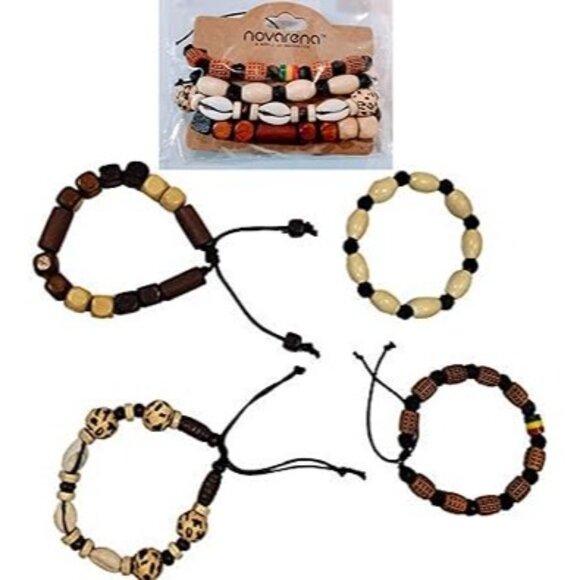 Novarena Beaded Bracelets Multi Layer Stackable Ethnic Tribal African Traditiona - Picture 3 of 6